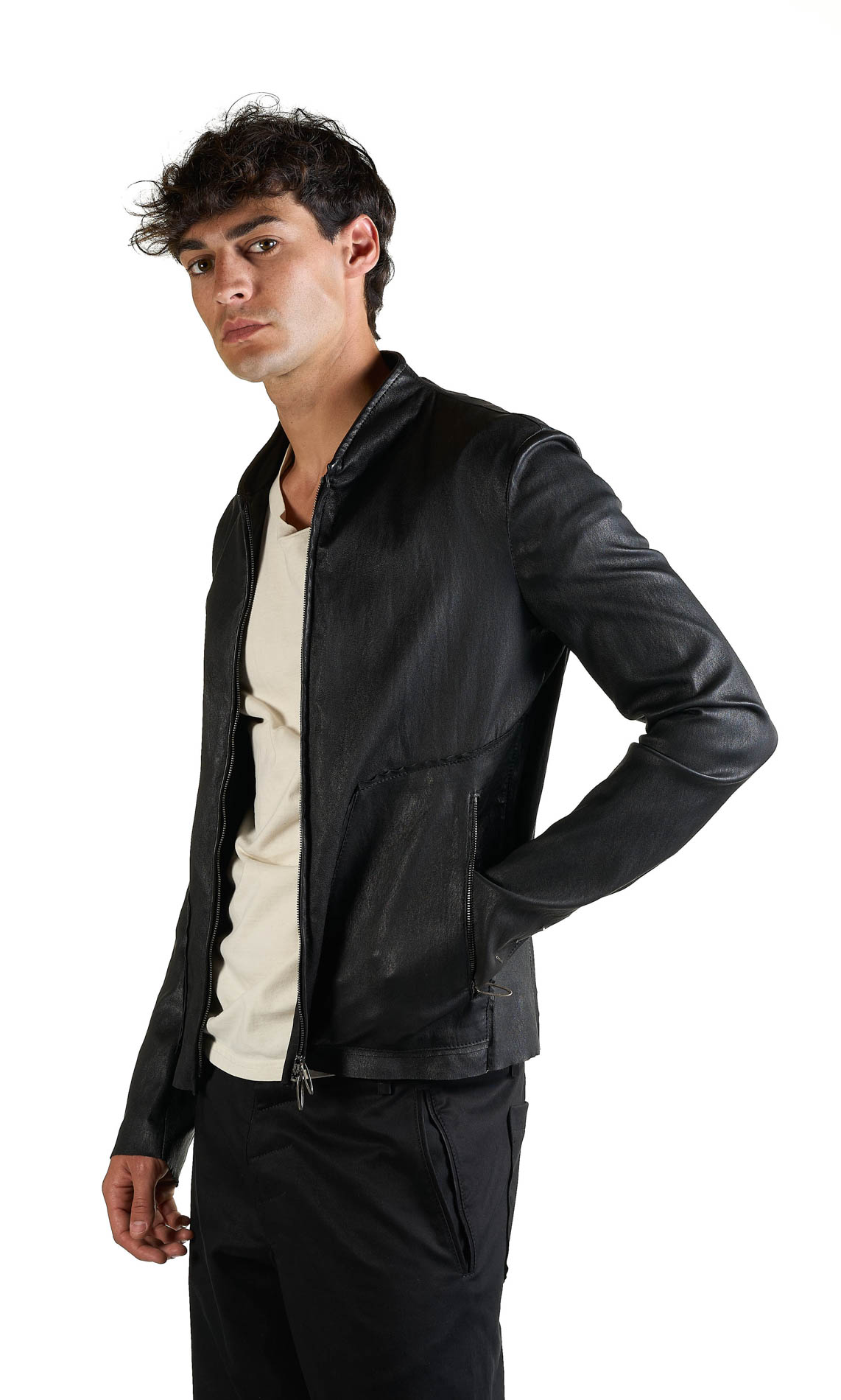 DANIELE BASTA LEATHER AND SILVER JACKET